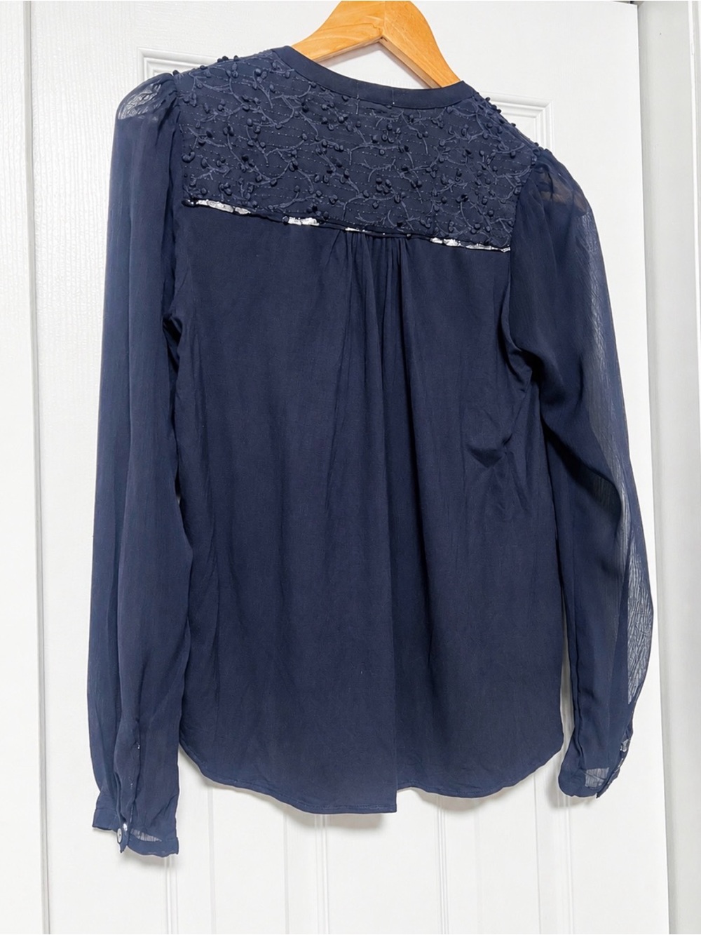 Anthropologie Tiny Paix Embroidered Blouse Navy XS NWT - Picture 3 of 7